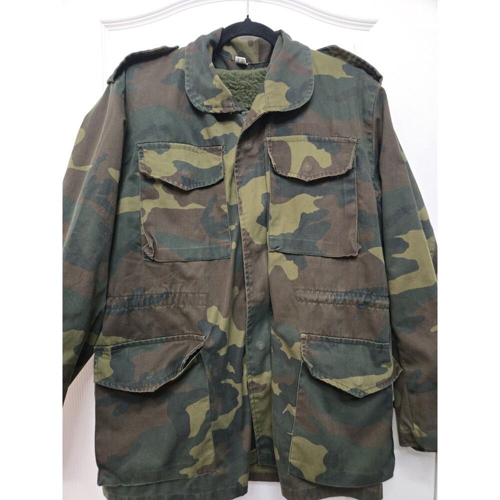 ​Vtg StyleWoodland Camo M-65 Field Jacket With Removable Fleece Liner Size Large